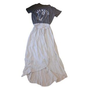 Bob Marley Graphic T-Shirt‎ Dress High Low Maxi Skirt One Love Size XS